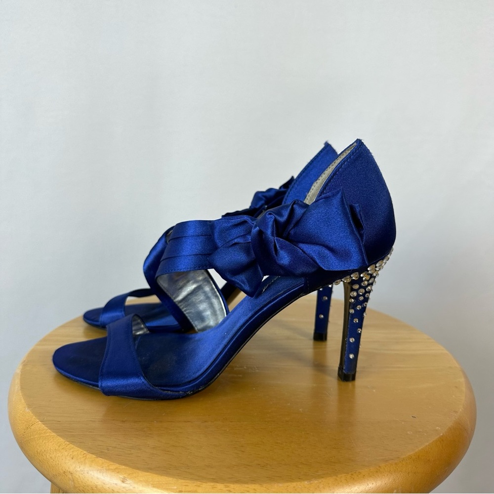 Blue Bow Bedazzled Heels